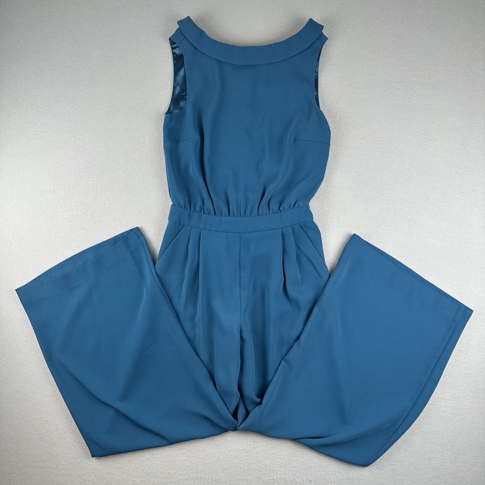 Boden Clarissa Sleeveless Jumpsuit Wide Leg Pockets Lined Teal Size US 2R